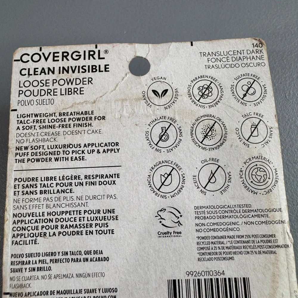 Covergirl Clean Invisible Loose Powder Women 18g 140 Translucent Dark Good Vegan